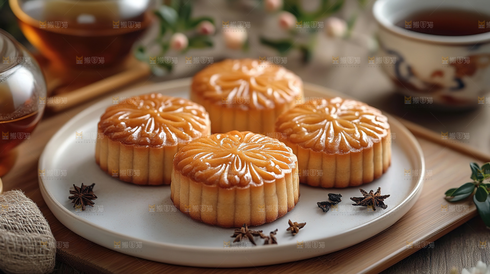 月饼糕点中秋赏月传统节日
