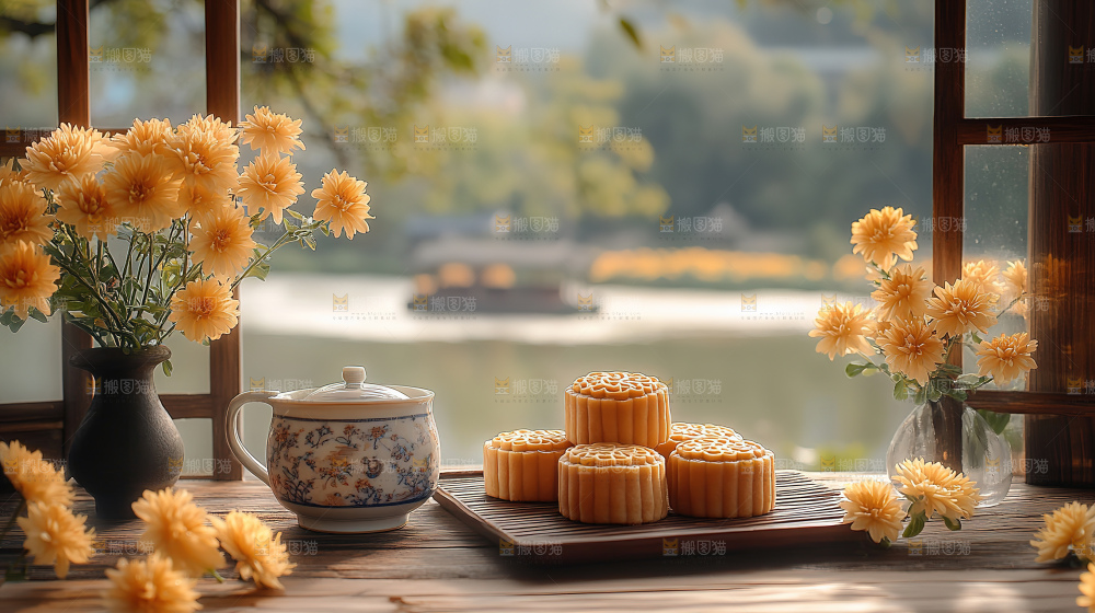 月饼糕点中秋赏月传统节日