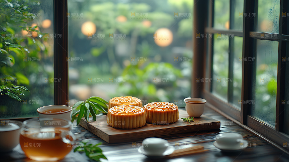 月饼糕点中秋赏月传统节日