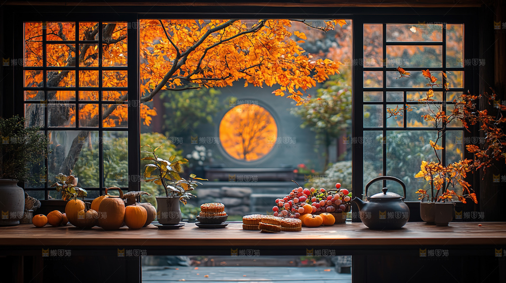 月饼糕点中秋赏月传统节日