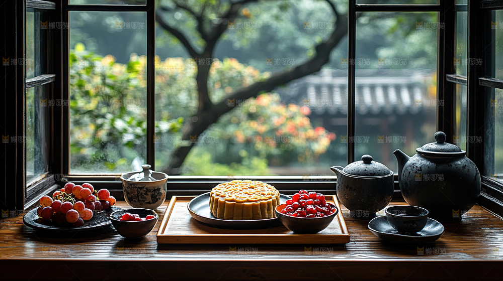 月饼糕点中秋赏月传统节日