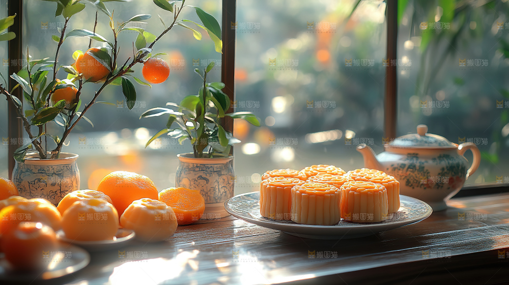 月饼糕点中秋赏月传统节日