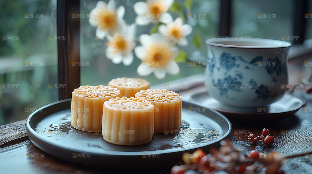 月饼糕点中秋赏月传统节日