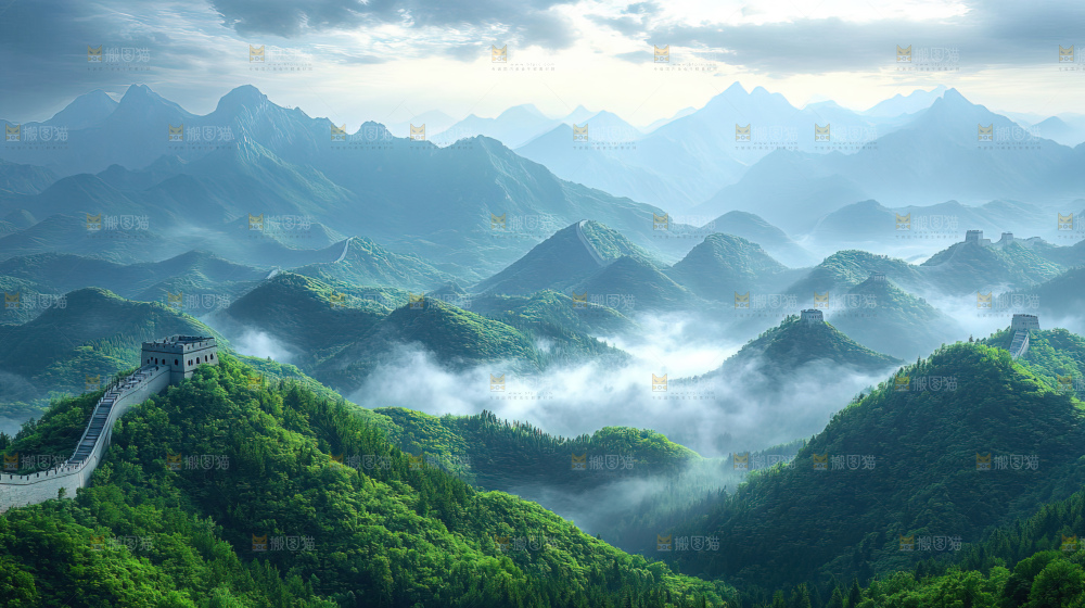 长城高山山脉大好山河自然风光