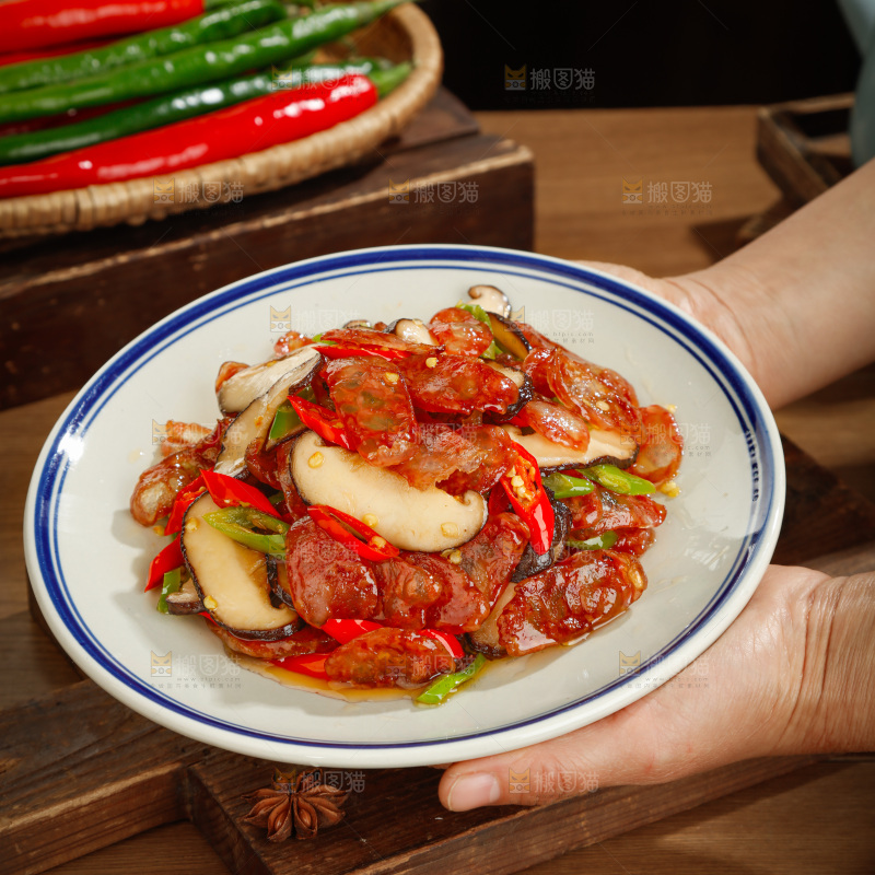 香菇炒腊肠